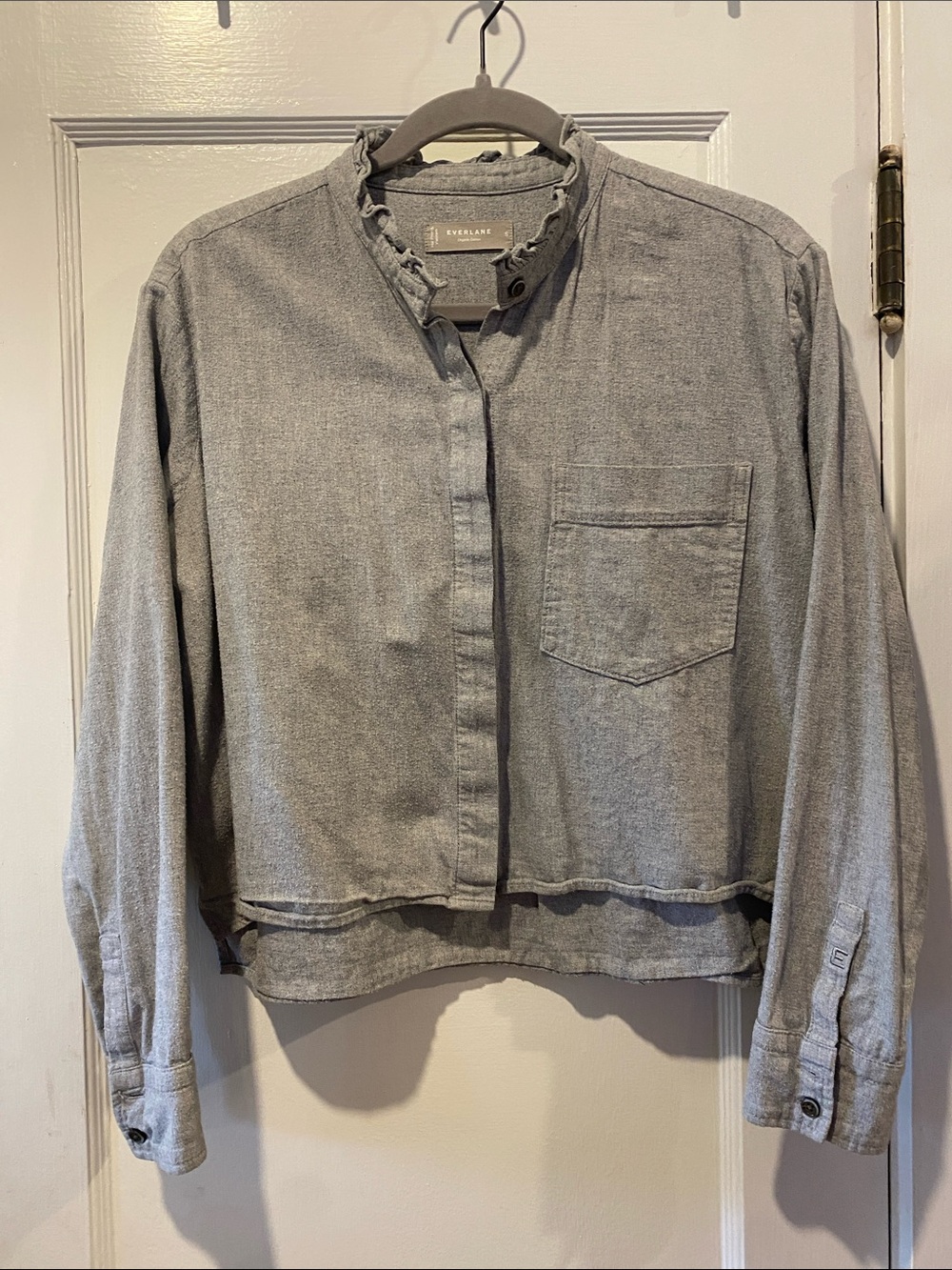 Everlane Light Gray Crop Button-Up Shirt